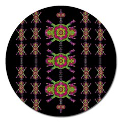 Paradise Flowers In A Decorative Jungle Magnet 5  (round) by pepitasart