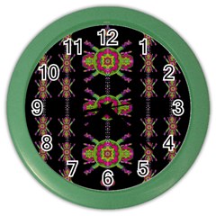 Paradise Flowers In A Decorative Jungle Color Wall Clocks by pepitasart