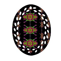 Paradise Flowers In A Decorative Jungle Oval Filigree Ornament (two Sides) by pepitasart