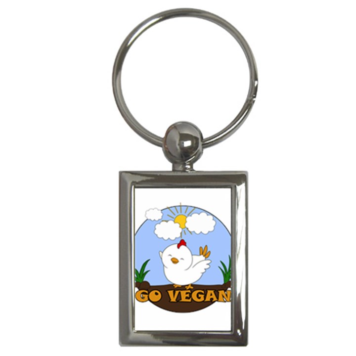 Go Vegan - Cute Chick  Key Chains (Rectangle) 