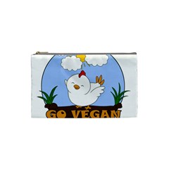 Go Vegan - Cute Chick  Cosmetic Bag (small)  by Valentinaart