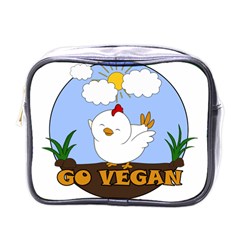 Go Vegan - Cute Chick  Mini Toiletries Bags by Valentinaart