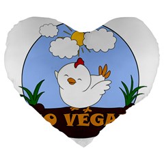 Go Vegan - Cute Chick  Large 19  Premium Heart Shape Cushions by Valentinaart