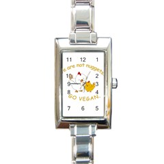 Go Vegan - Cute Chick  Rectangle Italian Charm Watch by Valentinaart