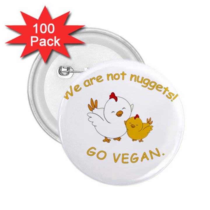 Go Vegan - Cute Chick  2.25  Buttons (100 pack) 