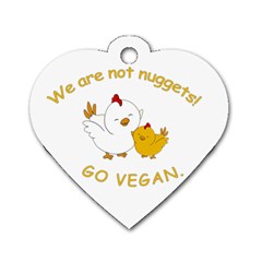 Go Vegan - Cute Chick  Dog Tag Heart (one Side) by Valentinaart