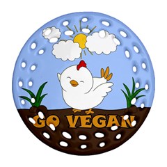 Go Vegan - Cute Chick  Round Filigree Ornament (two Sides) by Valentinaart