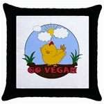 Go Vegan - Cute Chick  Throw Pillow Case (Black) Front