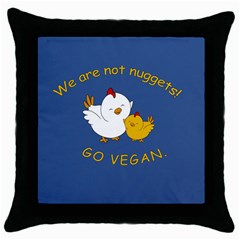 Go Vegan - Cute Chick  Throw Pillow Case (black)