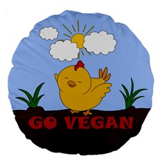 Go Vegan - Cute Chick  Large 18  Premium Round Cushions by Valentinaart