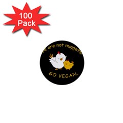 Go Vegan - Cute Chick  1  Mini Buttons (100 pack) 