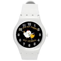 Go Vegan - Cute Chick  Round Plastic Sport Watch (M)