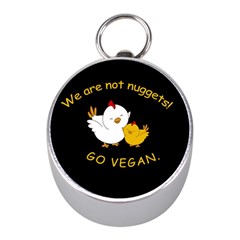 Go Vegan - Cute Chick  Mini Silver Compasses