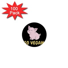 Go Vegan - Cute Pig 1  Mini Buttons (100 Pack)  by Valentinaart