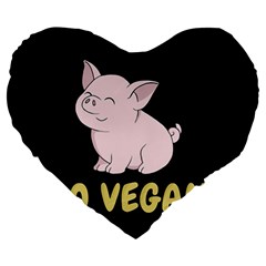 Go Vegan - Cute Pig Large 19  Premium Heart Shape Cushions by Valentinaart