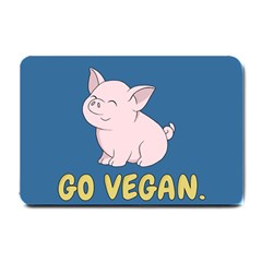 Go Vegan - Cute Pig Small Doormat  by Valentinaart