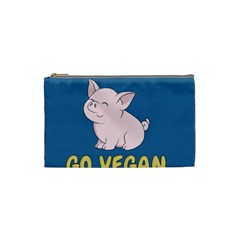 Go Vegan - Cute Pig Cosmetic Bag (small)  by Valentinaart