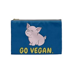 Go Vegan - Cute Pig Cosmetic Bag (medium)  by Valentinaart