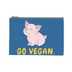 Go Vegan - Cute Pig Cosmetic Bag (large)  by Valentinaart