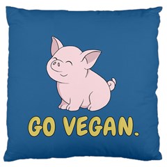 Go Vegan - Cute Pig Large Cushion Case (one Side) by Valentinaart