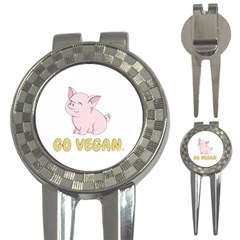 Go Vegan - Cute Pig 3-in-1 Golf Divots by Valentinaart