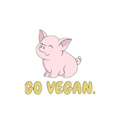 Go Vegan - Cute Pig Shower Curtain 48  X 72  (small)  by Valentinaart