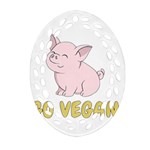 Go Vegan - Cute Pig Ornament (Oval Filigree) Front