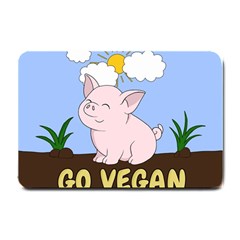 Go Vegan - Cute Pig Small Doormat  by Valentinaart