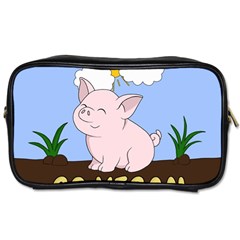 Go Vegan - Cute Pig Toiletries Bags by Valentinaart