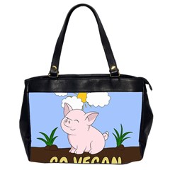 Go Vegan - Cute Pig Office Handbags (2 Sides)  by Valentinaart