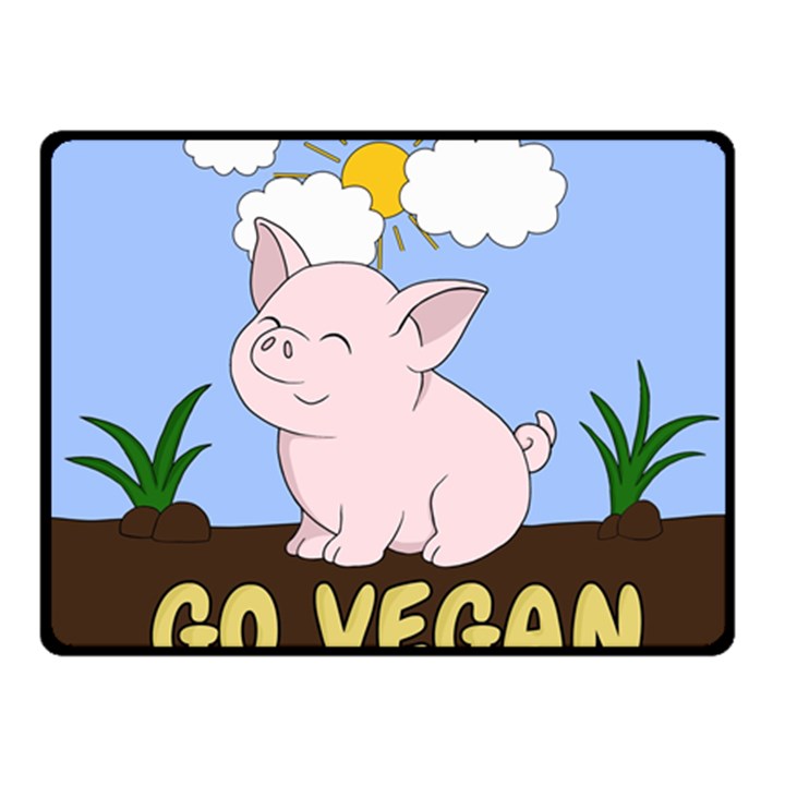 Go Vegan - Cute Pig Fleece Blanket (Small)
