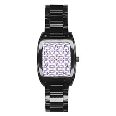 Decorative Ornate Pattern Stainless Steel Barrel Watch