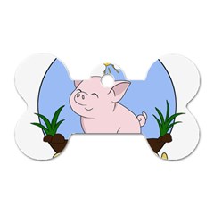 Go Vegan - Cute Pig Dog Tag Bone (two Sides) by Valentinaart