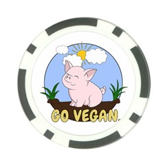 Go Vegan - Cute Pig Poker Chip Card Guard (10 Pack) by Valentinaart