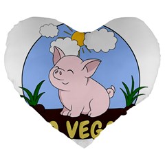 Go Vegan - Cute Pig Large 19  Premium Heart Shape Cushions by Valentinaart