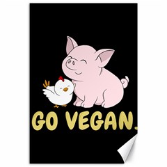 Go Vegan - Cute Pig And Chicken Canvas 24  X 36  by Valentinaart