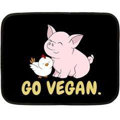 Go Vegan - Cute Pig And Chicken Fleece Blanket (mini)