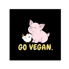 Go Vegan - Cute Pig And Chicken Small Satin Scarf (square) by Valentinaart