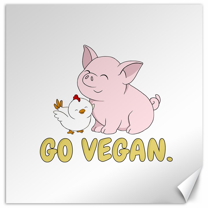 Go Vegan - Cute Pig and Chicken Canvas 20  x 20  