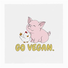 Go Vegan - Cute Pig And Chicken Medium Glasses Cloth (2-side) by Valentinaart