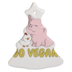 Go Vegan - Cute Pig And Chicken Ornament (christmas Tree)  by Valentinaart