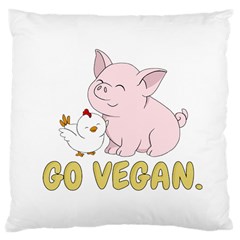 Go Vegan - Cute Pig And Chicken Large Cushion Case (one Side) by Valentinaart