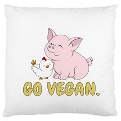 Go Vegan - Cute Pig And Chicken Standard Flano Cushion Case (one Side) by Valentinaart