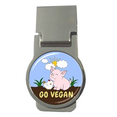 Go Vegan - Cute Pig And Chicken Money Clips (round)  by Valentinaart