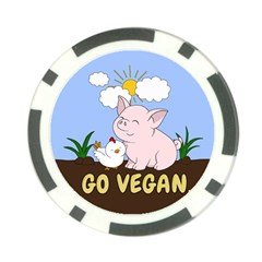Go Vegan - Cute Pig And Chicken Poker Chip Card Guard (10 Pack) by Valentinaart