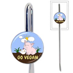 Go Vegan - Cute Pig And Chicken Book Mark by Valentinaart