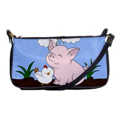 Go Vegan - Cute Pig And Chicken Shoulder Clutch Bags by Valentinaart