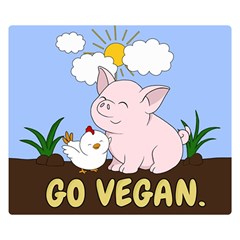 Go Vegan - Cute Pig And Chicken Double Sided Flano Blanket (small) 