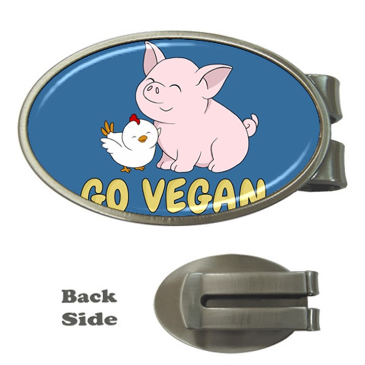 Go Vegan - Cute Pig and Chicken Money Clips (Oval) 