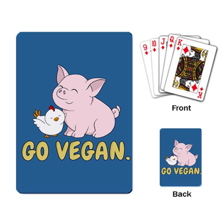 Go Vegan - Cute Pig and Chicken Playing Card